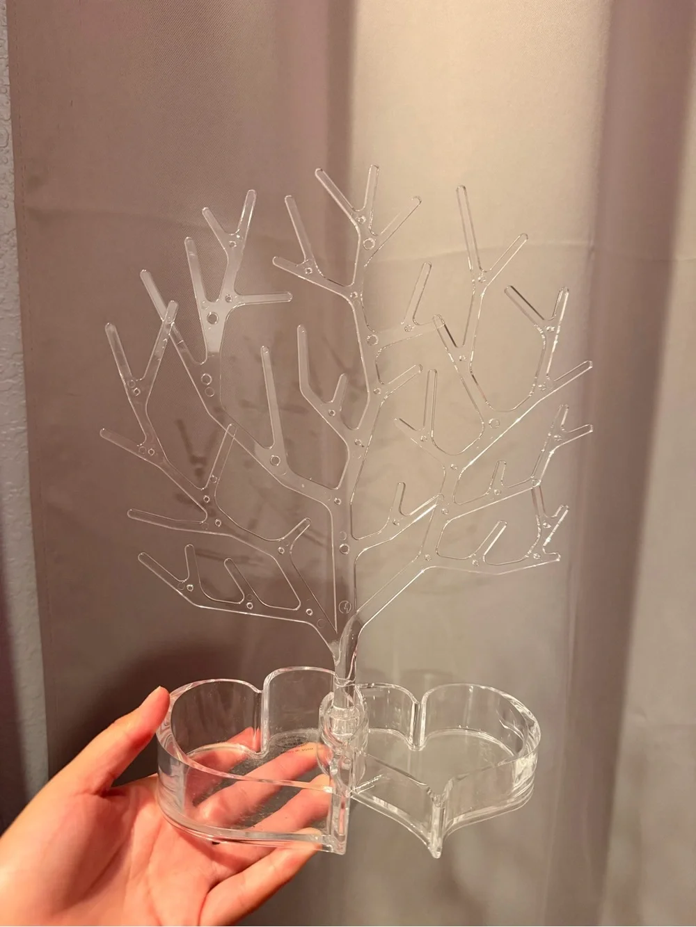 Clear Acrylic Jewelry Tree Stand with Heart Dish